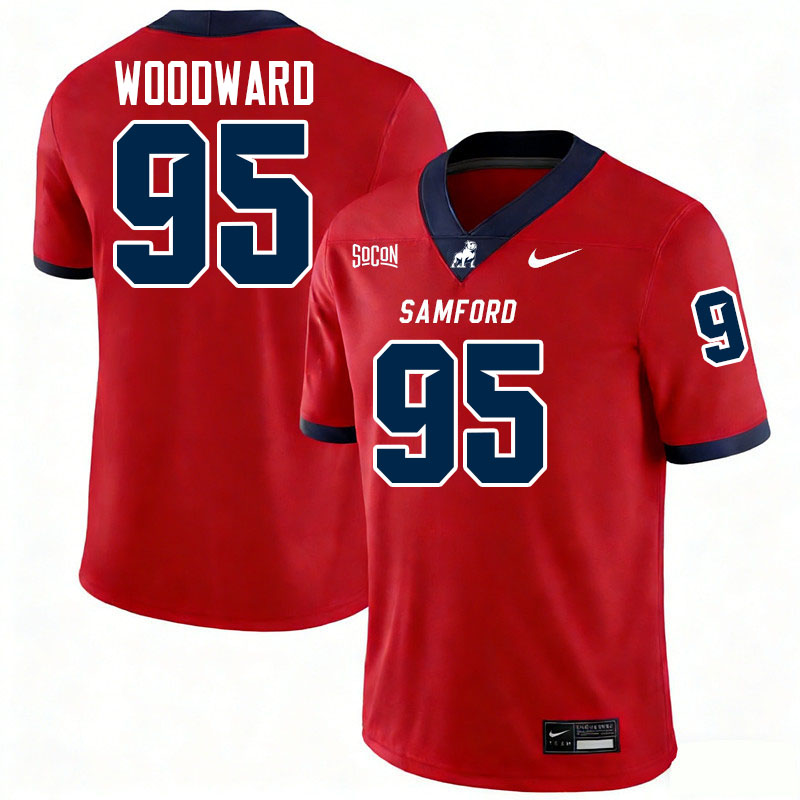 Samford Bulldogs #95 Maxton Woodward College Football Jerseys,Uniforms-Red